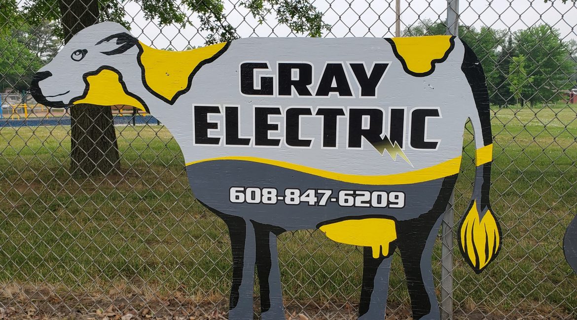Gray Electric June Dairy Month Cow Sign